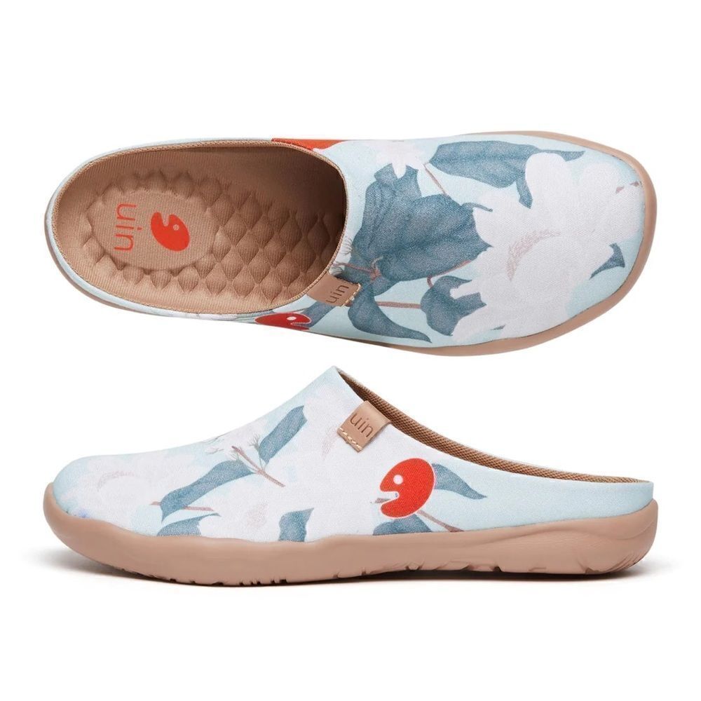 UIN Women's Mules Comfort Shoes Casual Slip Ons (Minty Peony Slipper) - Picture 7 of 8